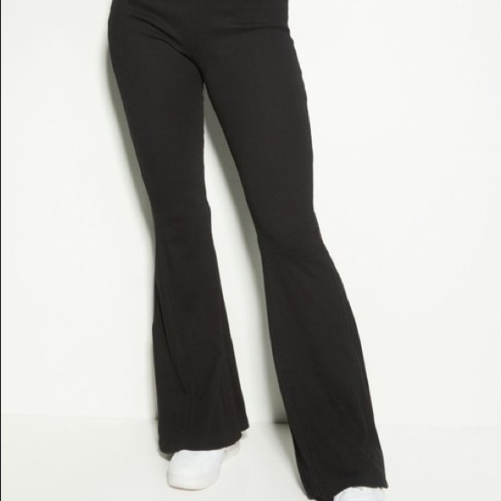Black flared leggings